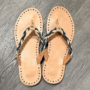 UGG Women's Braided Tan and Black Sandals